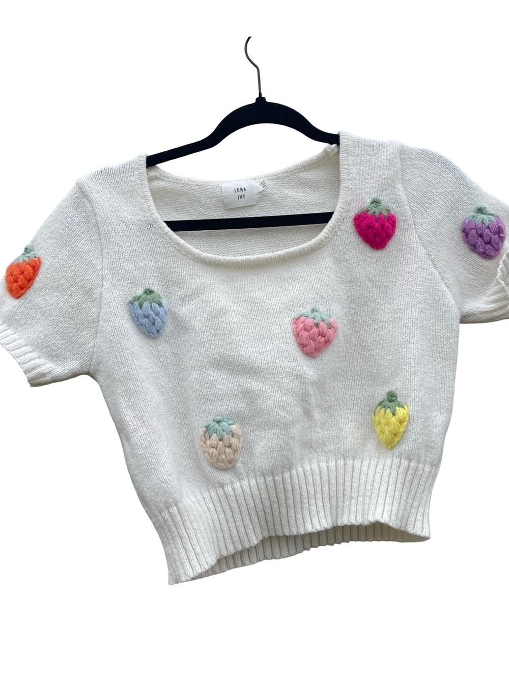 Luna ivy cropped crocheted sweater top size xs